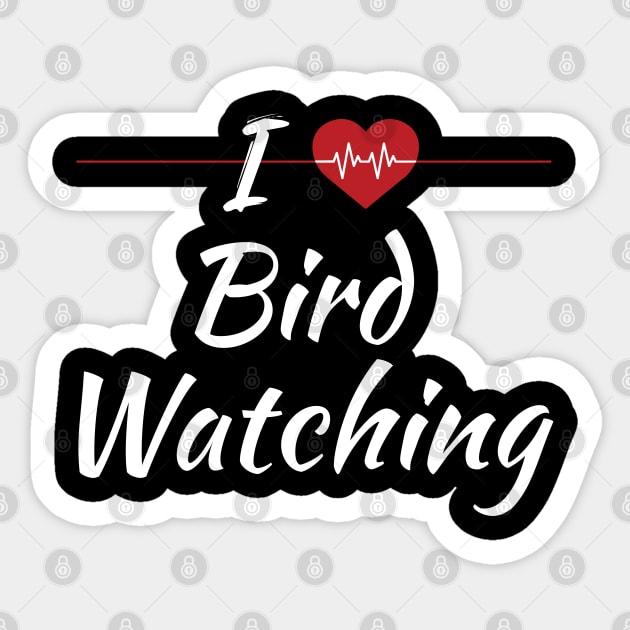 I Love Bird Watching Cute Red Heart Sticker by SAM DLS